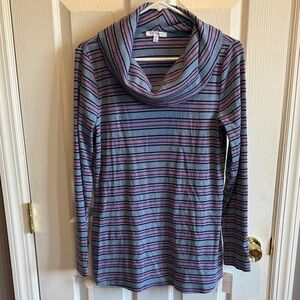 Talbots Multicolor Striped Cowl Neck Longsleeve Top